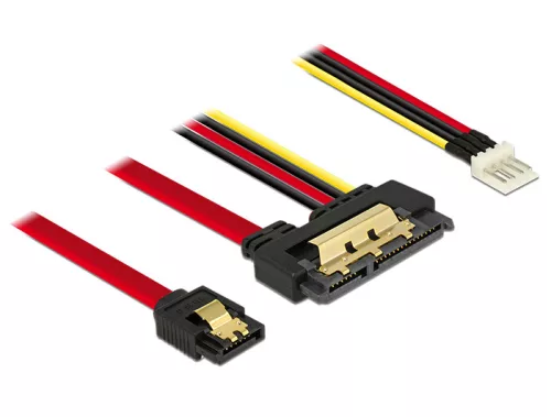 Delock SATA-kábel, 6 Gb/s, 7 tus csatlakozóhüvely + 4 tus Floppy-csatlakozódugó > 22 tus SATA-csatla (DL-85232)
