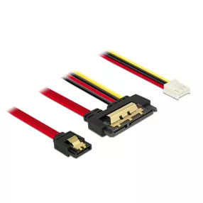   Delock SATA-kábel, 6 Gb/s, 7 tus csatlakozóhüvely + 4 tus Floppy-csatlakozóhüvely > 22 tus SATA-csat (DL-85234)