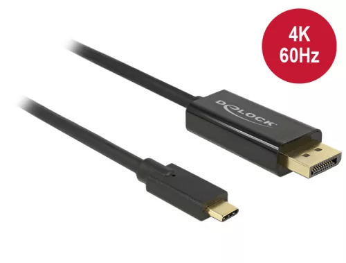 Delock Kábel USB Type-C csatlakozó > Displayport csatlakozó (DP váltakozó mód) 4K 60 Hz, 2 m (DL-85256)