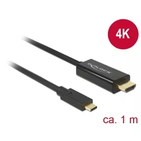   Delock Kábel USB Type-C csatlakozó> HDMI csatlakozó (DP váltakozó mód) 4K 30 Hz, 1 m, fekete (DL-85258)