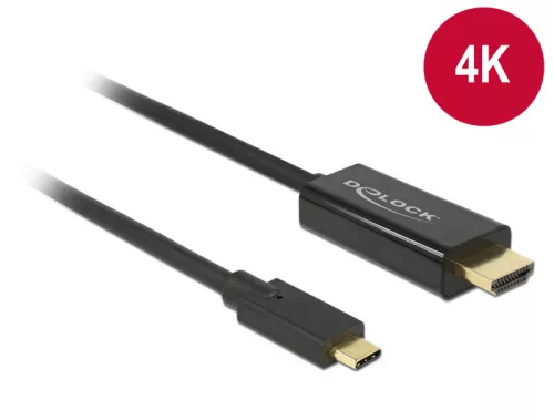 Delock Kábel USB Type-C csatlakozó > HDMI csatlakozó (DP váltakozó mód) 4K 30 Hz, 2m fekete (DL-85259)