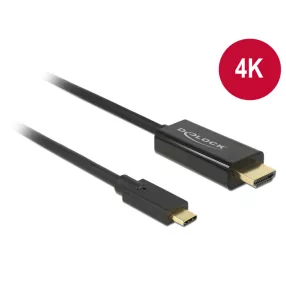   Delock Kábel USB Type-C csatlakozódugó > HDMI csatlakozódugó (DP váltakozó) 4K 30 Hz,3 m,fekete (DL-85260)