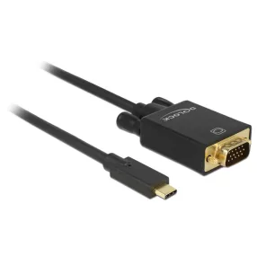   Delock Kábel USB Type-C csatlakozódugó > VGA csatlakozódugó (DP váltakozó) Full HD 1080p,2 m,fekete (DL-85262)