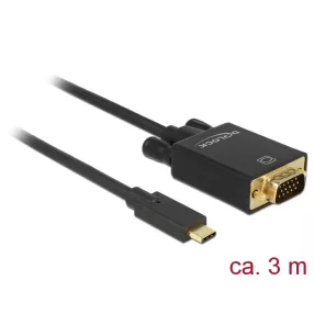   Delock Kábel USB Type-C  csatlakozódugóval > VGA csatlakozódugóval (DP váltakozó mód) Full HD 1080p, (DL-85263)