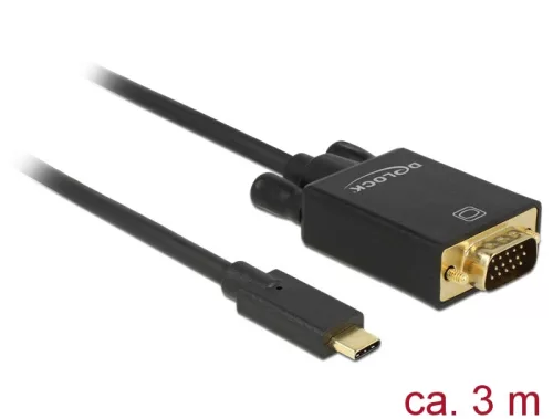 Delock Kábel USB Type-C  csatlakozódugóval > VGA csatlakozódugóval (DP váltakozó mód) Full HD 1080p, (DL-85263)