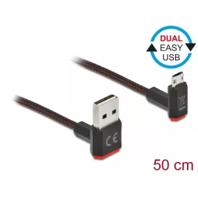   Delock EASY-USB 2.0 kábel A-típusú csatlakozódugó - EASY-USB Micro-B típusú csatlakozódugó, ívelt fe (DL-85265)