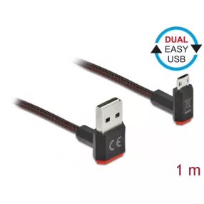   Delock EASY-USB 2.0 kábel A-típusú csatlakozódugó - EASY-USB Micro-B típusú csatlakozódugó, ívelt fe (DL-85266)