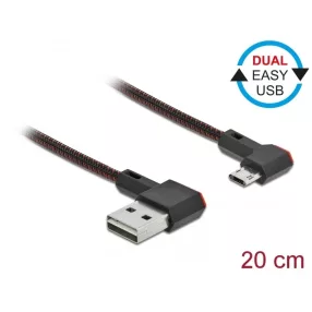   Delock EASY-USB 2.0 kábel A-típusú csatlakozódugó - EASY-USB Micro-B típusú csatlakozódugó, ívelt ba (DL-85269)