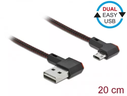 Delock EASY-USB 2.0 kábel A-típusú csatlakozódugó - EASY-USB Micro-B típusú csatlakozódugó, ívelt ba (DL-85269)