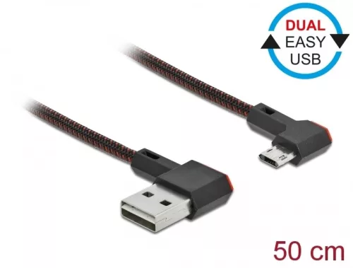 Delock EASY-USB 2.0 kábel A-típusú csatlakozódugó - EASY-USB Micro-B típusú csatlakozódugó, ívelt ba (DL-85270)