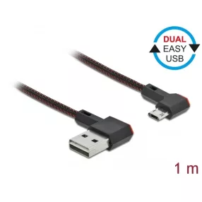   Delock EASY-USB 2.0 kábel A-típusú csatlakozódugó - EASY-USB Micro-B típusú csatlakozódugó, ívelt ba (DL-85271)
