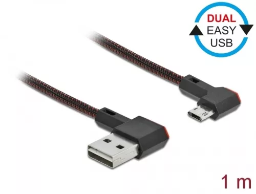 Delock EASY-USB 2.0 kábel A-típusú csatlakozódugó - EASY-USB Micro-B típusú csatlakozódugó, ívelt ba (DL-85271)