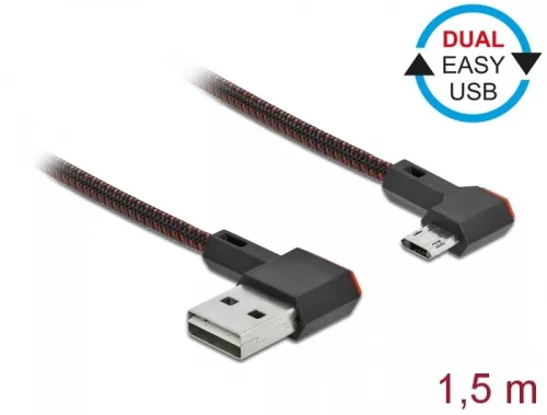 Delock EASY-USB 2.0 kábel A-típusú csatlakozódugó - EASY-USB Micro-B típusú csatlakozódugó, ívelt ba (DL-85272)