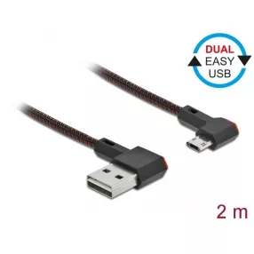   Delock EASY-USB 2.0 kábel A-típusú csatlakozódugó - EASY-USB Micro-B típusú csatlakozódugó, ívelt ba (DL-85273)