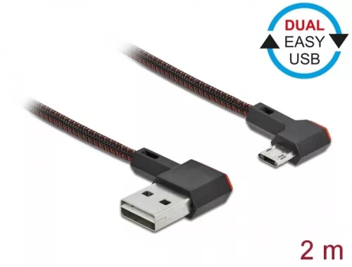 Delock EASY-USB 2.0 kábel A-típusú csatlakozódugó - EASY-USB Micro-B típusú csatlakozódugó, ívelt ba (DL-85273)