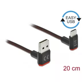   Delock EASY-USB 2.0 kábel A-típusú csatlakozódugó - USB Type-C  csatlakozódugó, ívelt felfelé / lefe (DL-85274)