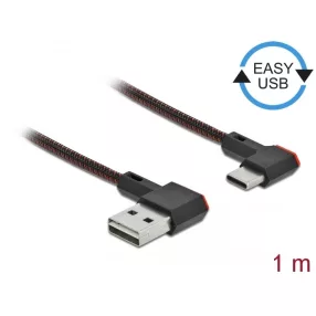   Delock EASY-USB 2.0 kábel A-típusú csatlakozódugó - USB Type-C  csatlakozódugó, ívelt bal / jobb, 1 (DL-85281)