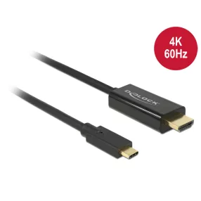   Delock Kábel USB Type-C csatlakozódugó > HDMI csatlakozódugó (DP váltakozó) 4K 60 Hz,3 m,fekete (DL-85292)