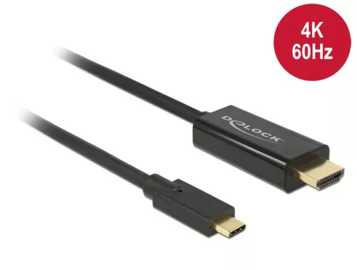 Delock Kábel USB Type-C csatlakozódugó > HDMI csatlakozódugó (DP váltakozó) 4K 60 Hz,3 m,fekete (DL-85292)