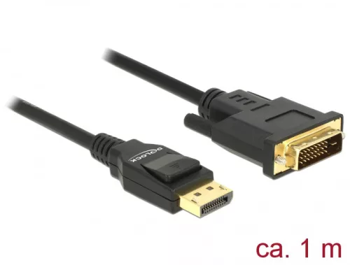 Delock Kábel Displayport 1.2 dugó > DVI 24+1 dugó passzív 1 m fekete (DL-85312)