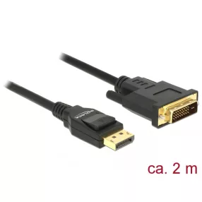   Delock Kábel Displayport 1.2 dugó > DVI 24+1 dugó passzív 2 m fekete (DL-85313)