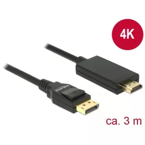   Delock Kábel Displayport 1.2 dugó > High Speed HDMI-A dugó passzív 4K 3 m fekete (DL-85318)