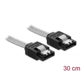 Delock SATA 6 Gb/s kábel 30 cm áttetsző (DL-85341)