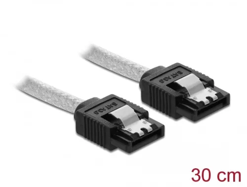 Delock SATA 6 Gb/s kábel 30 cm áttetsző (DL-85341)