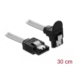   Delock SATA 6 Gb/s kábel egyenes - lefelé 90fok 30 cm áttetsző (DL-85345)