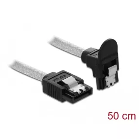   Delock SATA 6 Gb/s kábel egyenes - lefelé 90fok 50 cm áttetsző (DL-85346)