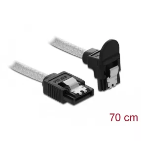   Delock SATA 6 Gb/s kábel egyenes - lefelé 90fok 70 cm áttetsző (DL-85347)