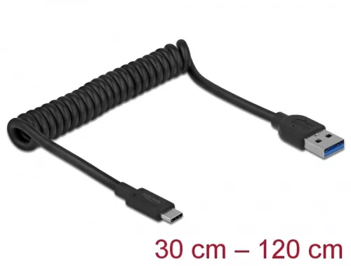 Delock USB 3.1 Gen 2 csavart kábel A-típusú apa - C-típusú apa csatlakozóval (DL-85349)