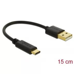   Delock Töltő kábel USB A-típusú - USB Type-C  csatlakozó végekkel 15 cm (DL-85354)