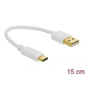   Delock Töltokábel USB A - USB Type-C  csatlakozó végekkel 15 cm (DL-85355)