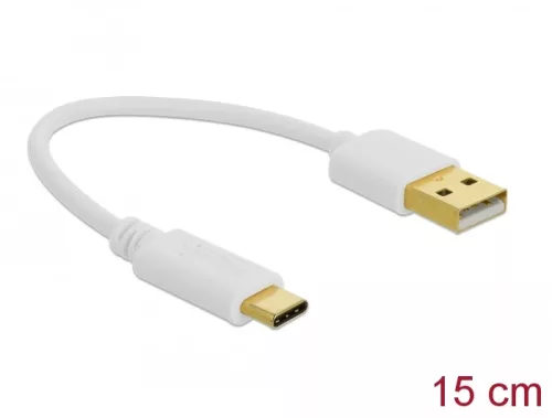 Delock Töltokábel USB A - USB Type-C  csatlakozó végekkel 15 cm (DL-85355)