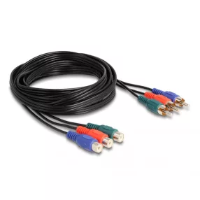   Delock RCA RGB bővítő kábel 3 db. apa - 3 db. anya, 3 m (DL-85370)