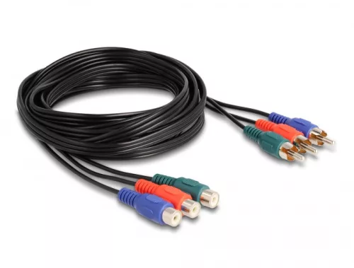 Delock RCA RGB bővítő kábel 3 db. apa - 3 db. anya, 3 m (DL-85370)