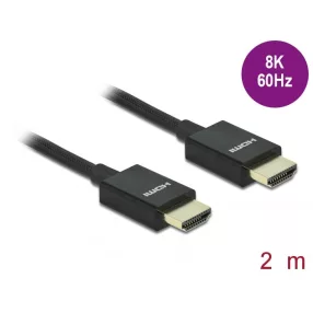   Delock Nagysebességű HDMI -kábel koax 48 Gbps 8K 60 Hz, fekete 2 m (DL-85385)