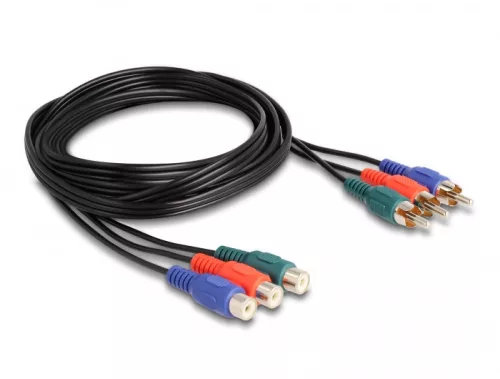 Delock RCA RGB bővítő kábel 3 db. apa - 3 db. anya, 1 m (DL-85390)