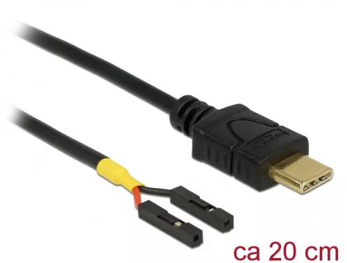 Delock Kábel USB Type-C  apa > 2 x tüskesori csatlakozó, anya, különálló teljesítmény, 20 cm (DL-85395)