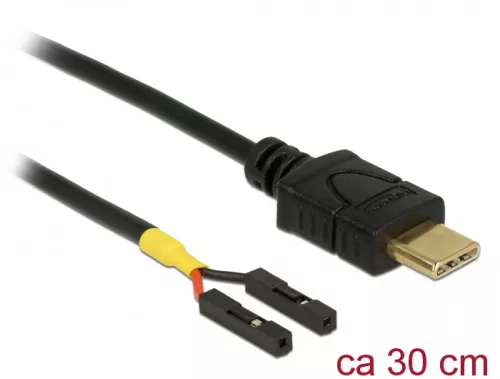 Delock Kábel USB Type-C  apa > 2 x tüskesori csatlakozó, anya, különálló teljesítmény, 30 cm (DL-85396)