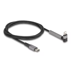   Delock Adat és töltő kábel USB Type-C  - Lightning  iPhone , iPad , iPod  eszközökhöz hajlított álló funkcióval, fekete és 1,5 m hosszú, Mfi (DL-85405)