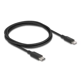   Delock Vékony, adat és töltő kábel USB Type-C  - Lightning  iPhone , iPad , iPod  eszközökhöz, fekete 1 m Mfi (DL-85410)