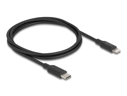 Delock Vékony, adat és töltő kábel USB Type-C  - Lightning  iPhone , iPad , iPod  eszközökhöz, fekete 1 m Mfi (DL-85410)