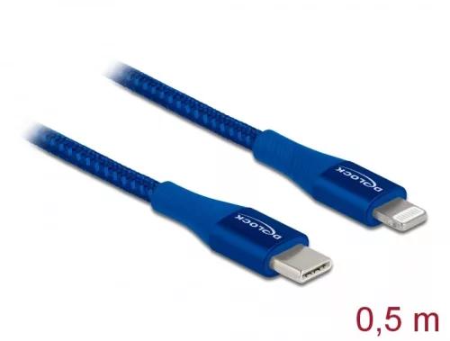 Delock Adat- és töltőkábel USB Type-C  - Lightning  iPhone , iPad  és iPod  készülékhez kék 0,5 m MF (DL-85415)