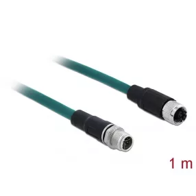   Delock Hálózati kábel M12 8 tűs X-kódú apa - anya TPU 1 m hosszú (DL-85421)