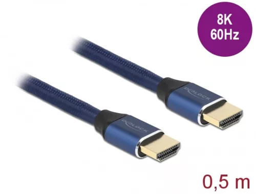 Delock Ultra nagy sebességű HDMI kábel 48 Gbps 8K 60 Hz kék 0,5 m tanúsítvánnyal (DL-85445)
