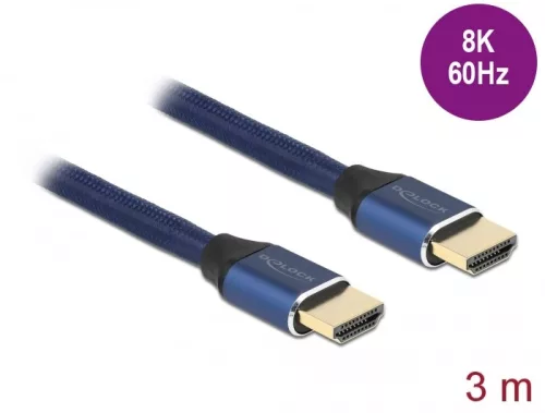 Delock Ultra nagy sebességű HDMI kábel 48 Gbps 8K 60 Hz kék 3 m tanúsítvánnyal (DL-85448)