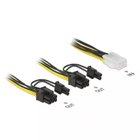   Delock PCI Express tápkábel 6 tűs hüvely > 2 x 8 tűs dugó 15 cm (DL-85452)