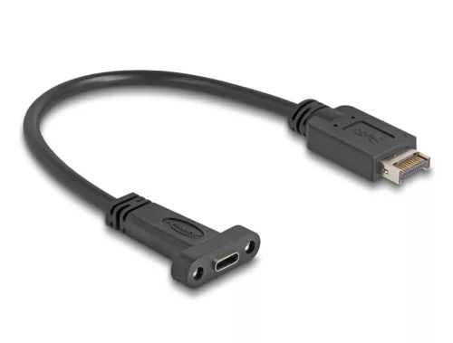 Delock USB 10 Gbps kábel E-típusú A kulcs USB 20 tűs apa - USB Type-C  panel-rögzítős anya 25 cm (DL-85454)